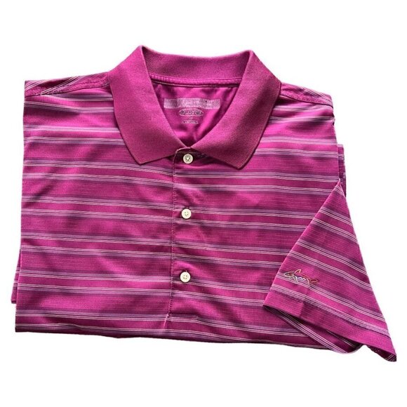 Men's Greg Norman Collared Striped Short Sleeve Polo Golf Shirt Size Large - Picture 4 of 5